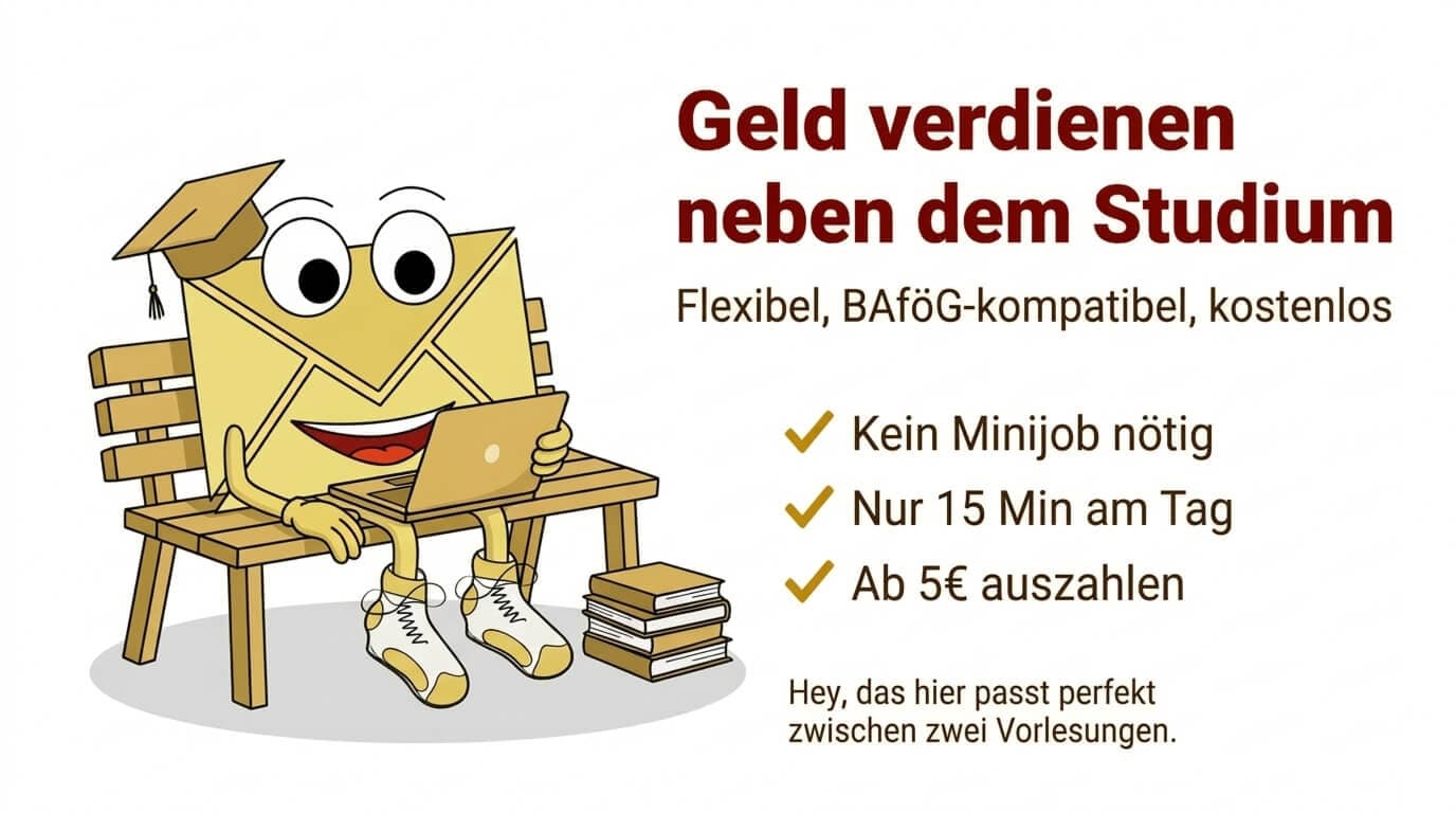 Student verdient Geld mit Online-Umfragen am Laptop